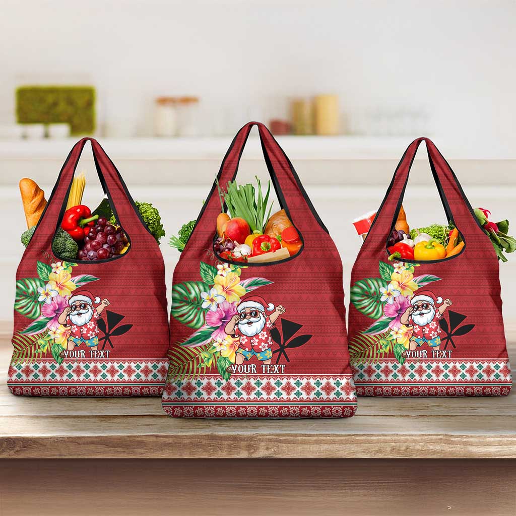 Santa Surf Mele Kalikimaka Personalized Grocery Bag Aloha Tropical Christmas Vibes - Polynesian Pride