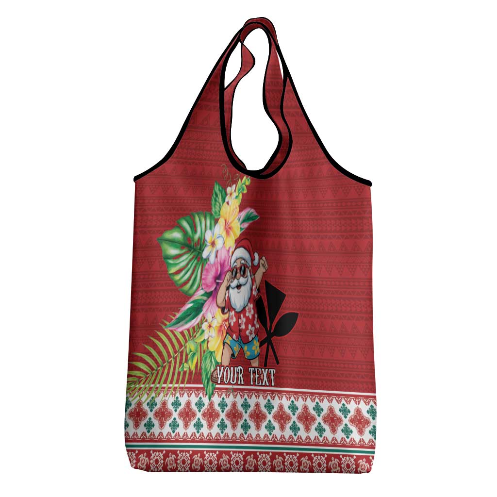 Santa Surf Mele Kalikimaka Personalized Grocery Bag Aloha Tropical Christmas Vibes - Polynesian Pride