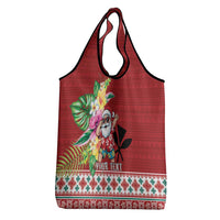 Santa Surf Mele Kalikimaka Personalized Grocery Bag Aloha Tropical Christmas Vibes - Polynesian Pride