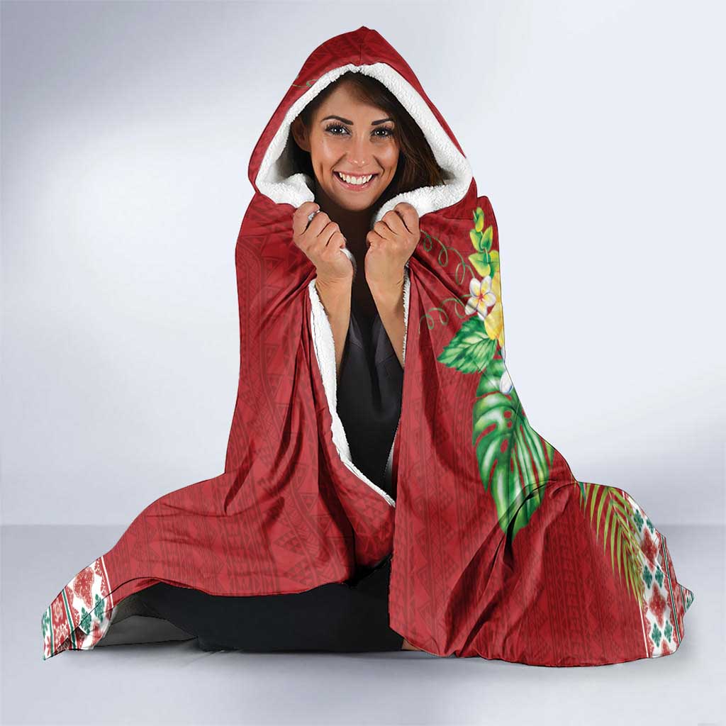 Santa Surf Mele Kalikimaka Personalized Hooded Blanket Aloha Tropical Christmas Vibes - Polynesian Pride