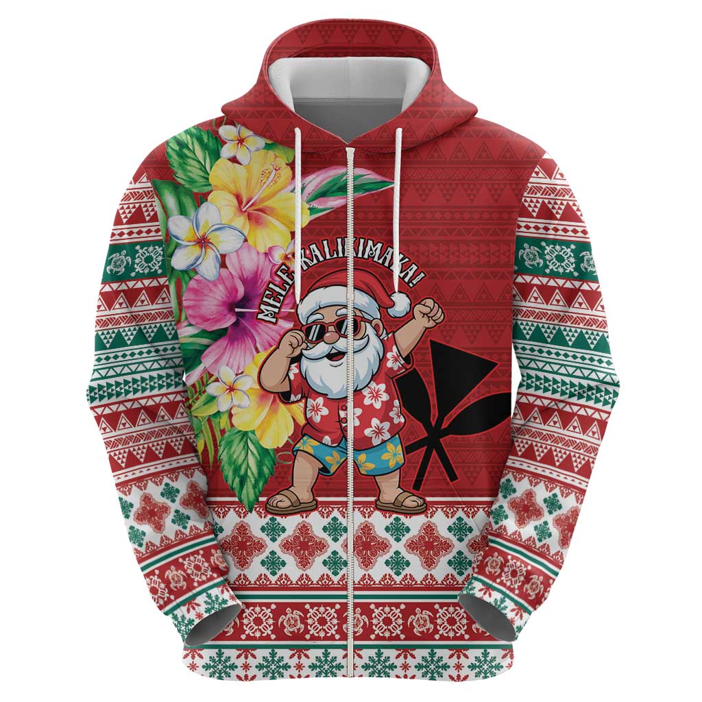 Santa Surf Mele Kalikimaka Personalized Hoodie Aloha Tropical Christmas Vibes - Polynesian Pride