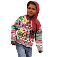 Santa Surf Mele Kalikimaka Personalized Kid Hoodie Aloha Tropical Christmas Vibes - Polynesian Pride