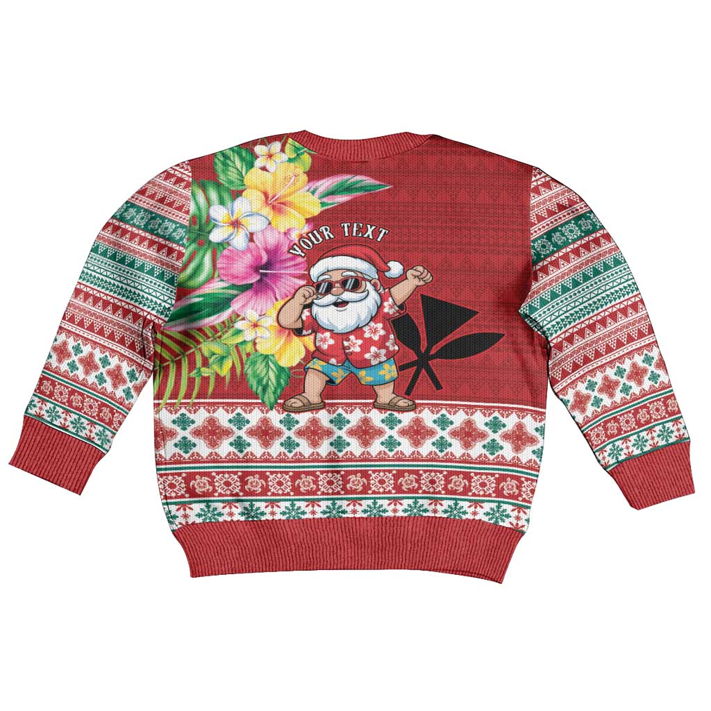 Santa Surf Mele Kalikimaka Personalized Kid Ugly Christmas Sweater Aloha Tropical Christmas Vibes - Polynesian Pride