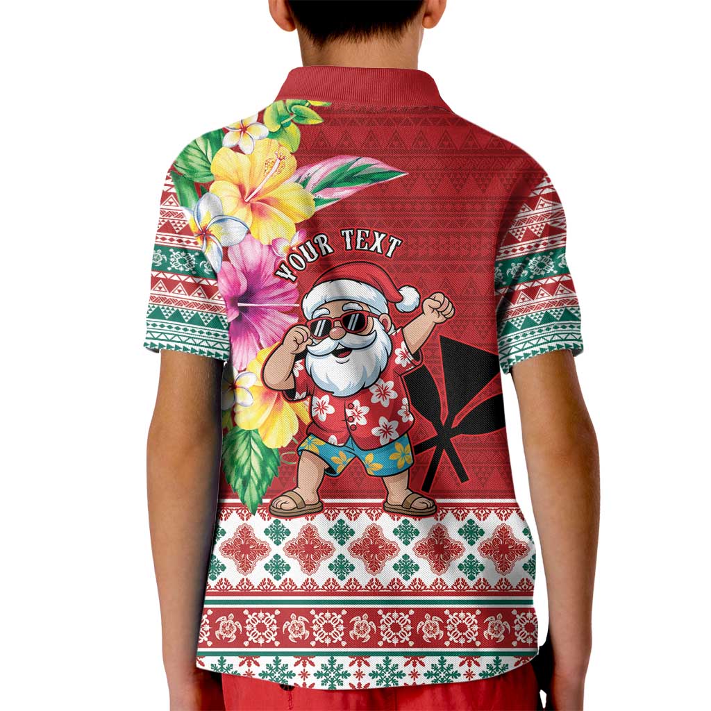 Santa Surf Mele Kalikimaka Personalized Kid Polo Shirt Aloha Tropical Christmas Vibes - Polynesian Pride