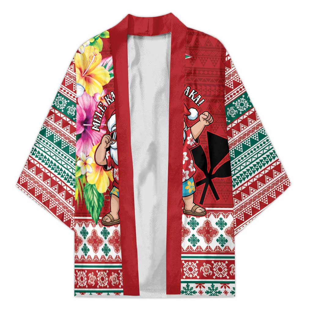 Santa Surf Mele Kalikimaka Personalized Kimono Aloha Tropical Christmas Vibes LT9 Unisex Red - Polynesian Pride