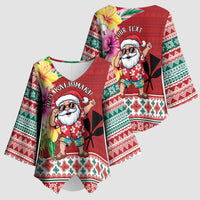 Santa Surf Mele Kalikimaka Personalized Kimono Sleeve Blouse Aloha Tropical Christmas Vibes - Polynesian Pride