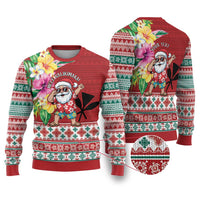 Santa Surf Mele Kalikimaka Personalized Ugly Christmas Sweater Aloha Tropical Christmas Vibes - Polynesian Pride