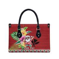 Santa Surf Mele Kalikimaka Personalized Leather Bag Aloha Tropical Christmas Vibes - Polynesian Pride