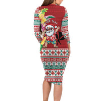 Santa Surf Mele Kalikimaka Personalized Long Sleeve Bodycon Dress Aloha Tropical Christmas Vibes LT9 - Polynesian Pride