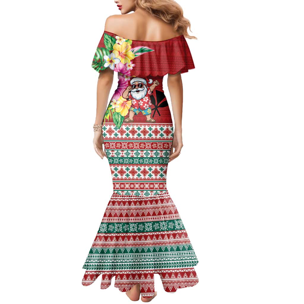 Santa Surf Mele Kalikimaka Personalized Mermaid Dress Aloha Tropical Christmas Vibes - Polynesian Pride