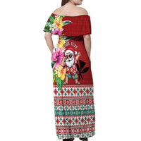 Santa Surf Mele Kalikimaka Personalized Off Shoulder Maxi Dress Aloha Tropical Christmas Vibes - Polynesian Pride