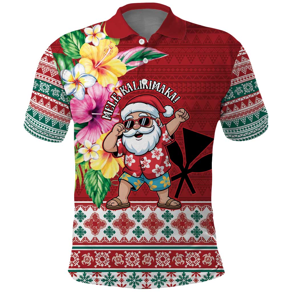 Santa Surf Mele Kalikimaka Personalized Polo Shirt Aloha Tropical Christmas Vibes - Polynesian Pride