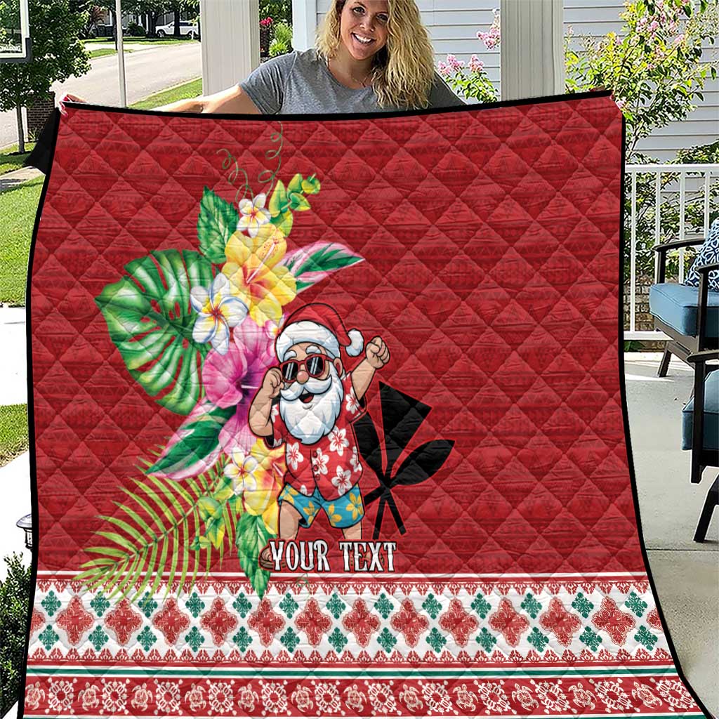 Santa Surf Mele Kalikimaka Personalized Quilt Aloha Tropical Christmas Vibes - Polynesian Pride