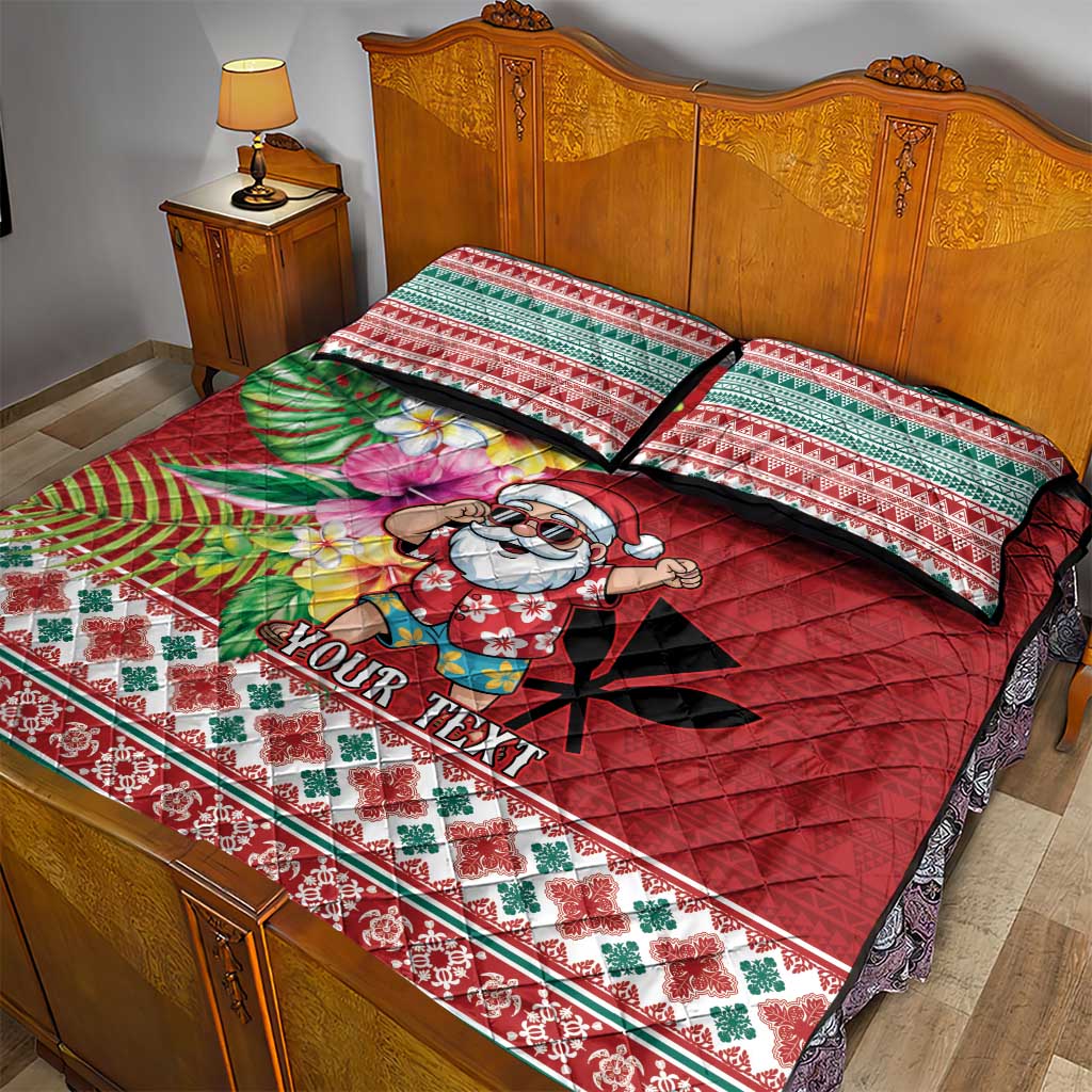 Santa Surf Mele Kalikimaka Personalized Quilt Bed Set Aloha Tropical Christmas Vibes - Polynesian Pride