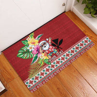 Santa Surf Mele Kalikimaka Personalized Rubber Doormat Aloha Tropical Christmas Vibes - Polynesian Pride