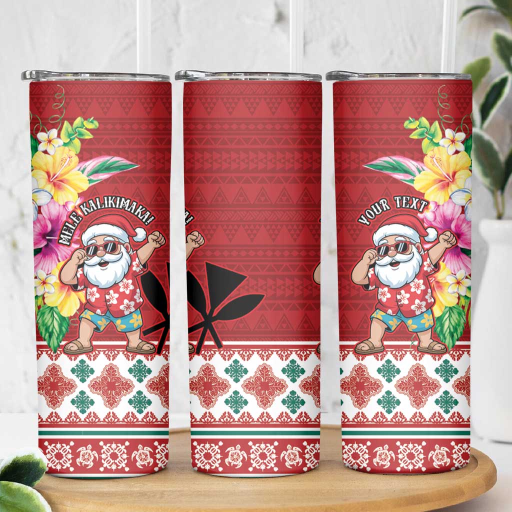 Santa Surf Mele Kalikimaka Personalized Skinny Tumbler Aloha Tropical Christmas Vibes - Polynesian Pride