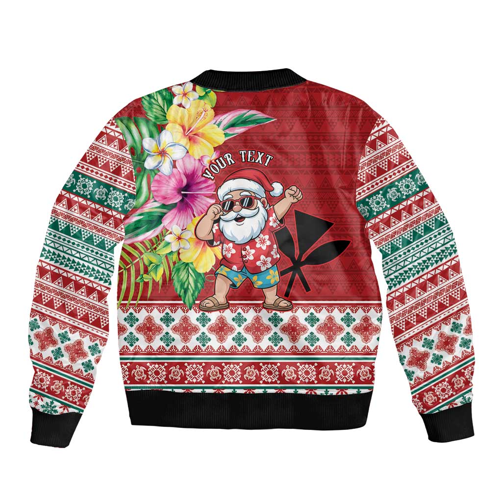 Santa Surf Mele Kalikimaka Personalized Sleeve Zip Bomber Jacket Aloha Tropical Christmas Vibes - Polynesian Pride