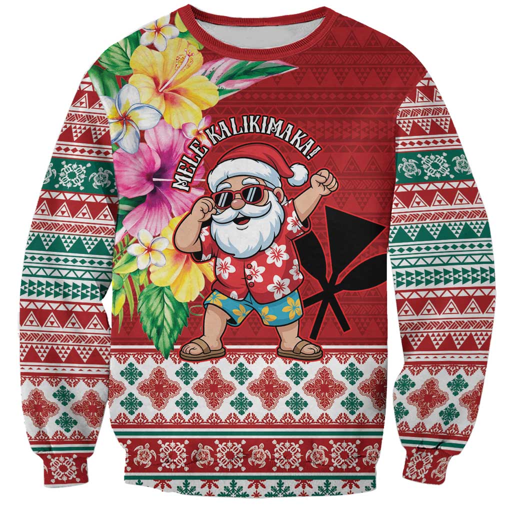 Santa Surf Mele Kalikimaka Personalized Sweatshirt Aloha Tropical Christmas Vibes - Polynesian Pride