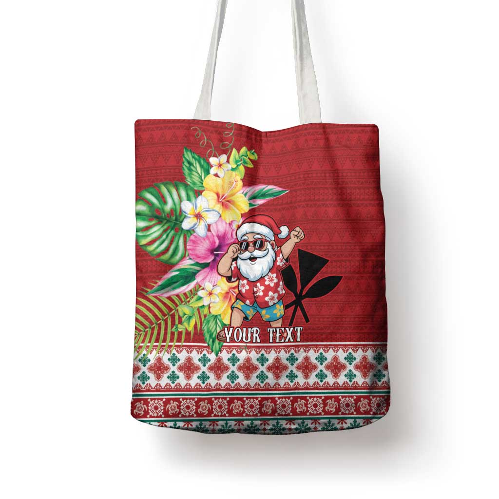 Santa Surf Mele Kalikimaka Personalized Tote Bag Aloha Tropical Christmas Vibes - Polynesian Pride
