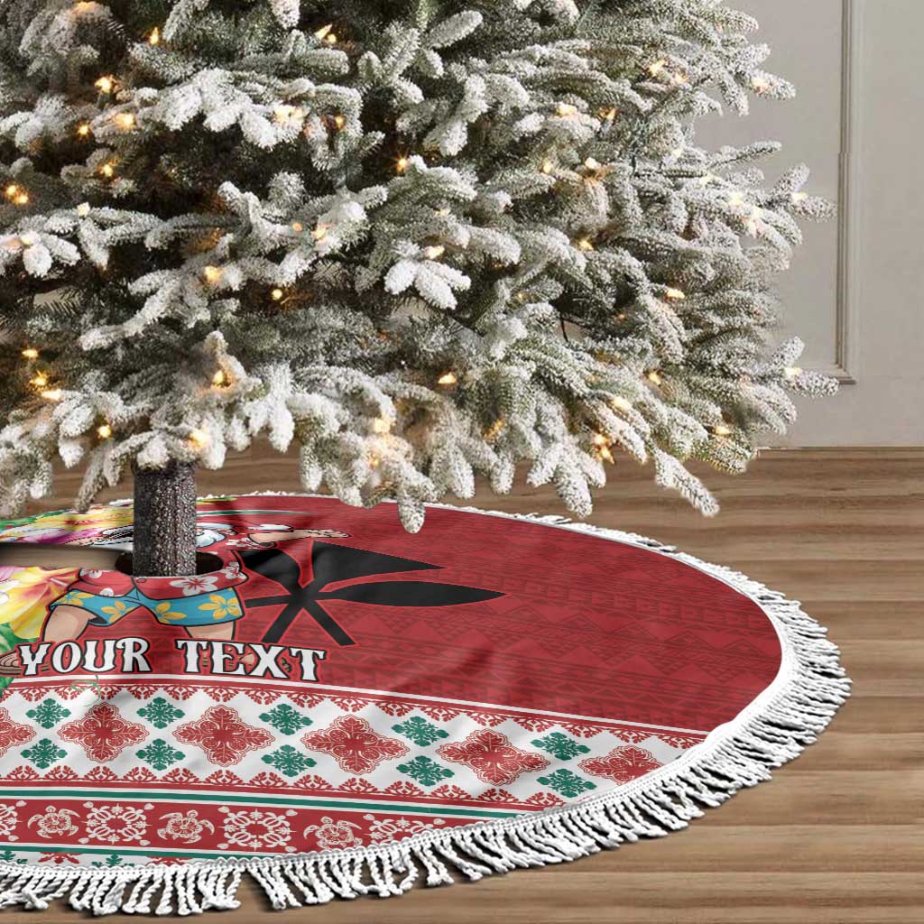 Santa Surf Mele Kalikimaka Personalized Tree Skirt Aloha Tropical Christmas Vibes - Polynesian Pride