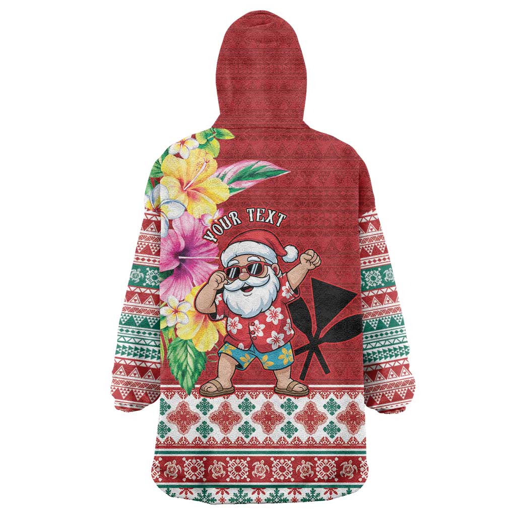 Santa Surf Mele Kalikimaka Personalized Wearable Blanket Hoodie Aloha Tropical Christmas Vibes - Polynesian Pride
