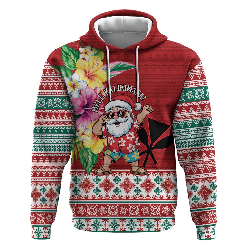 Santa Surf Mele Kalikimaka Personalized Zip Hoodie Aloha Tropical Christmas Vibes - Polynesian Pride