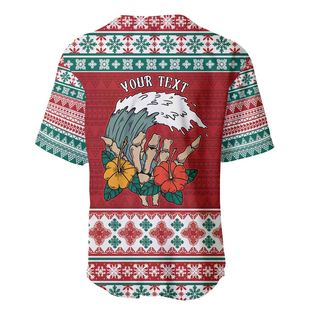 Shaka Sign Skull Mele Kalikimaka Personalized Baseball Jersey Hawaiian Quilt Pattern - Polynesian Pride