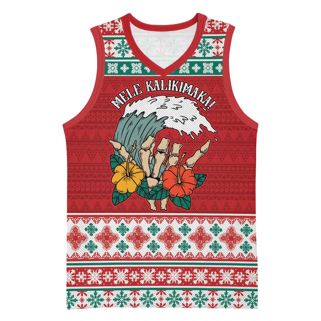 Shaka Sign Skull Mele Kalikimaka Personalized Basketball Jersey Hawaiian Quilt Pattern - Polynesian Pride