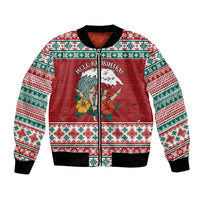 Shaka Sign Skull Mele Kalikimaka Personalized Bomber Jacket Hawaiian Quilt Pattern LT9 Unisex Red - Polynesian Pride