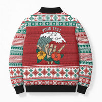 Shaka Sign Skull Mele Kalikimaka Personalized Bomber Puffer Jacket Hawaiian Quilt Pattern - Polynesian Pride