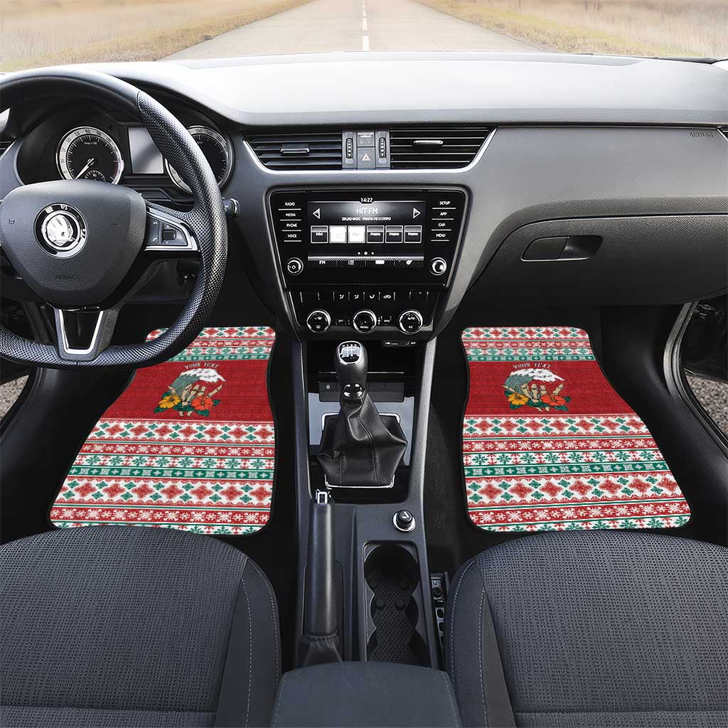 Shaka Sign Skull Mele Kalikimaka Personalized Car Mats Hawaiian Quilt Pattern - Polynesian Pride