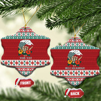 Shaka Sign Skull Mele Kalikimaka Personalized Ceramic Ornament Hawaiian Quilt Pattern - Polynesian Pride