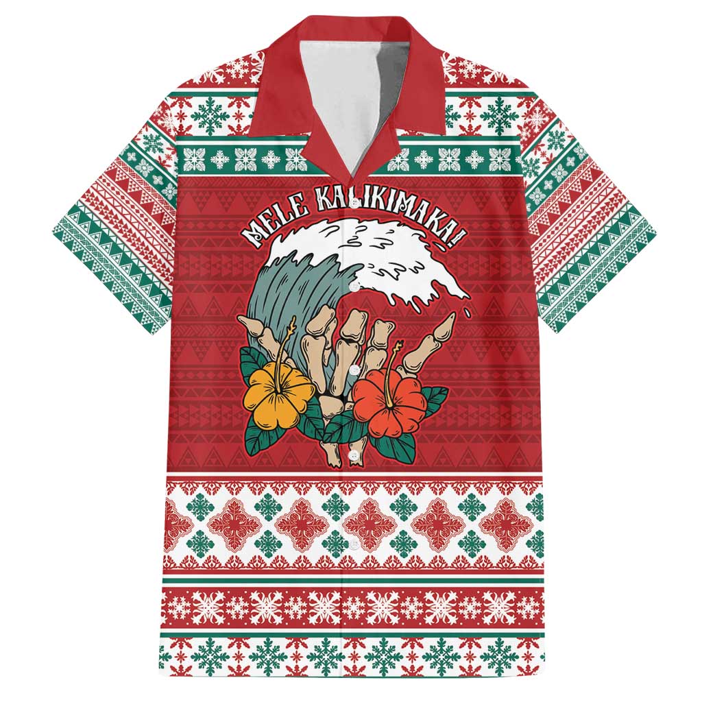 Shaka Sign Skull Mele Kalikimaka Personalized Family Matching Long Sleeve Bodycon Dress and Hawaiian Shirt Hawaiian Quilt Pattern - Polynesian Pride