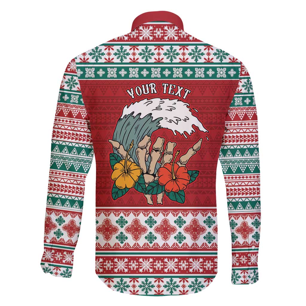 Shaka Sign Skull Mele Kalikimaka Personalized Family Matching Long Sleeve Bodycon Dress and Hawaiian Shirt Hawaiian Quilt Pattern - Polynesian Pride