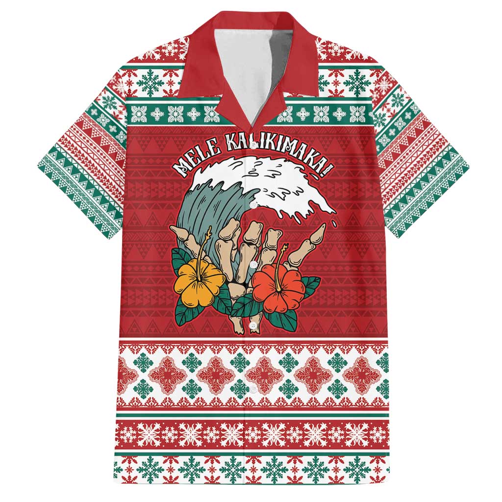 Shaka Sign Skull Mele Kalikimaka Personalized Family Matching Off Shoulder Short Dress and Hawaiian Shirt Hawaiian Quilt Pattern - Polynesian Pride