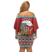 Shaka Sign Skull Mele Kalikimaka Personalized Family Matching Off Shoulder Short Dress and Hawaiian Shirt Hawaiian Quilt Pattern - Polynesian Pride