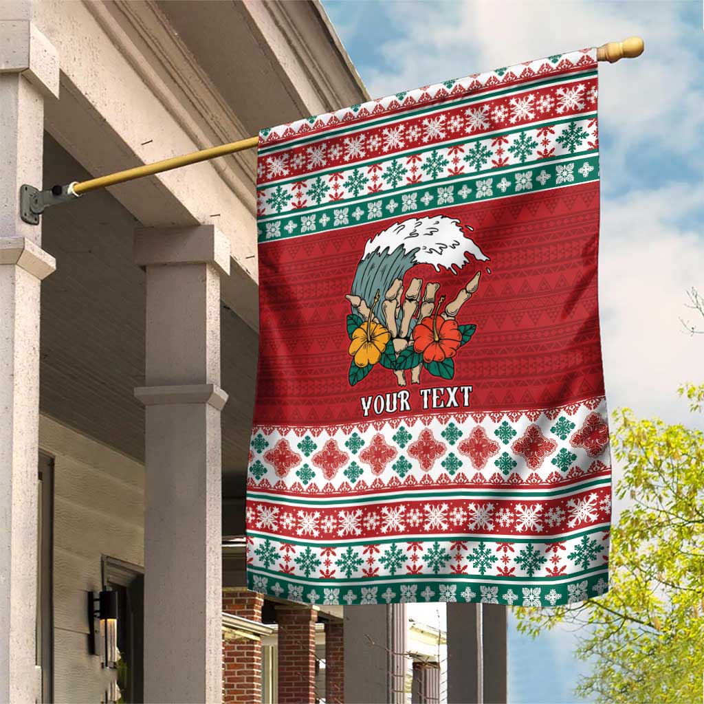 Shaka Sign Skull Mele Kalikimaka Personalized Garden Flag Hawaiian Quilt Pattern LT9 House Flag Red - Polynesian Pride