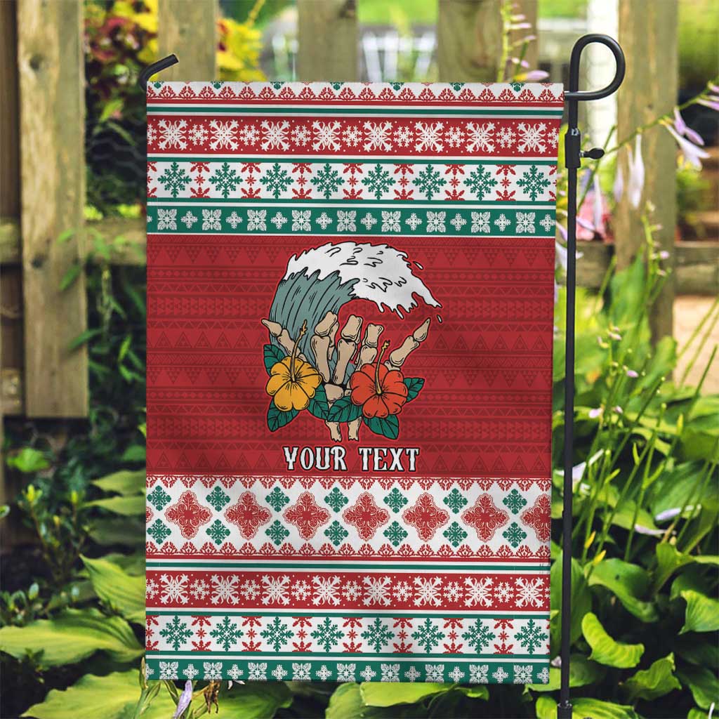 Shaka Sign Skull Mele Kalikimaka Personalized Garden Flag Hawaiian Quilt Pattern LT9 Garden Flag Red - Polynesian Pride