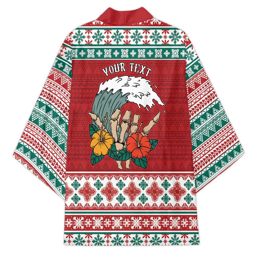 Shaka Sign Skull Mele Kalikimaka Personalized Kimono Hawaiian Quilt Pattern LT9 - Polynesian Pride