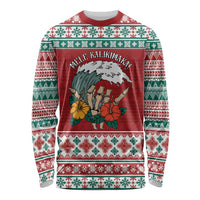 Shaka Sign Skull Mele Kalikimaka Personalized Long Sleeve Shirt Hawaiian Quilt Pattern - Polynesian Pride