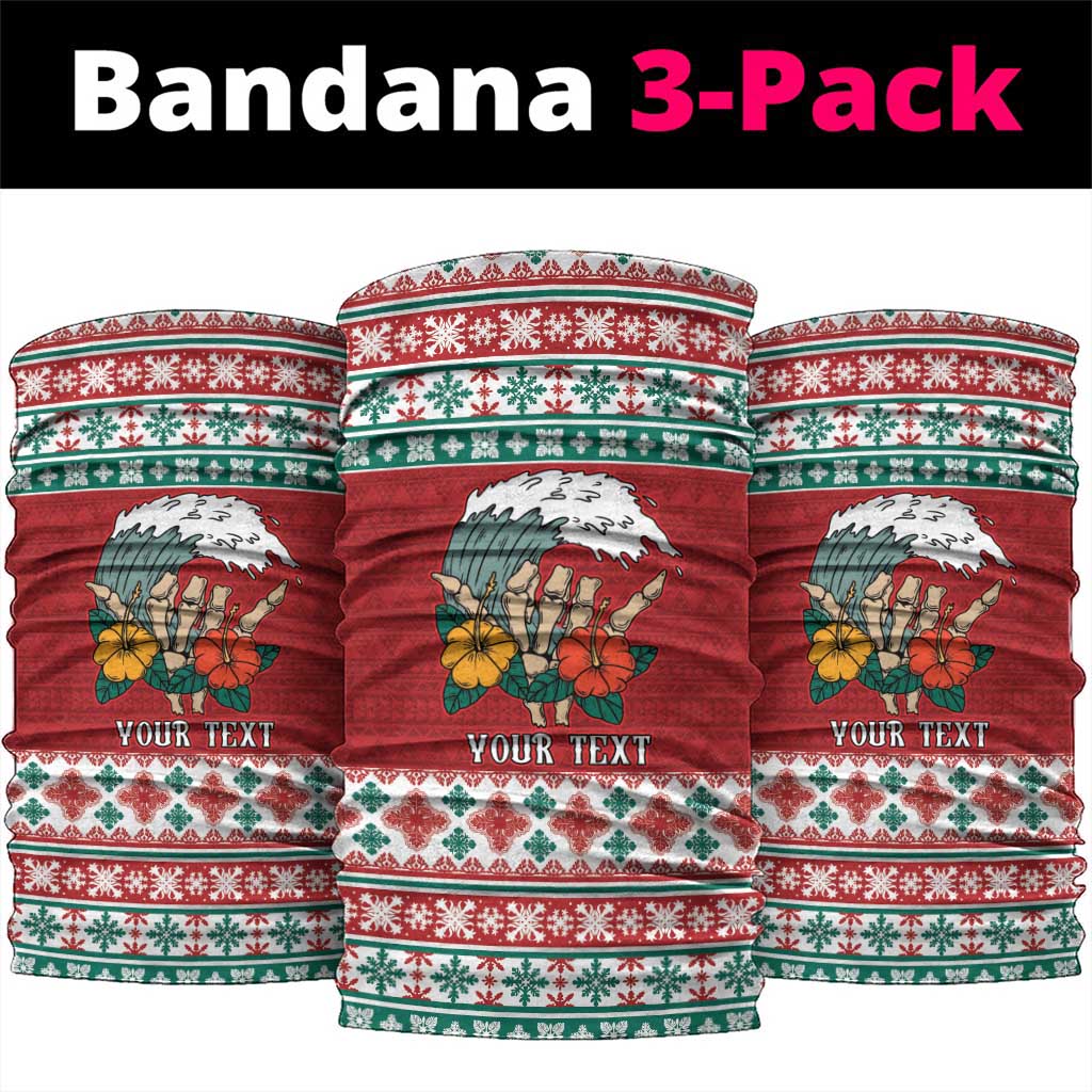 Shaka Sign Skull Mele Kalikimaka Personalized Neck Gaiter Hawaiian Quilt Pattern LT9 package One Size: 25*50cm Red - Polynesian Pride
