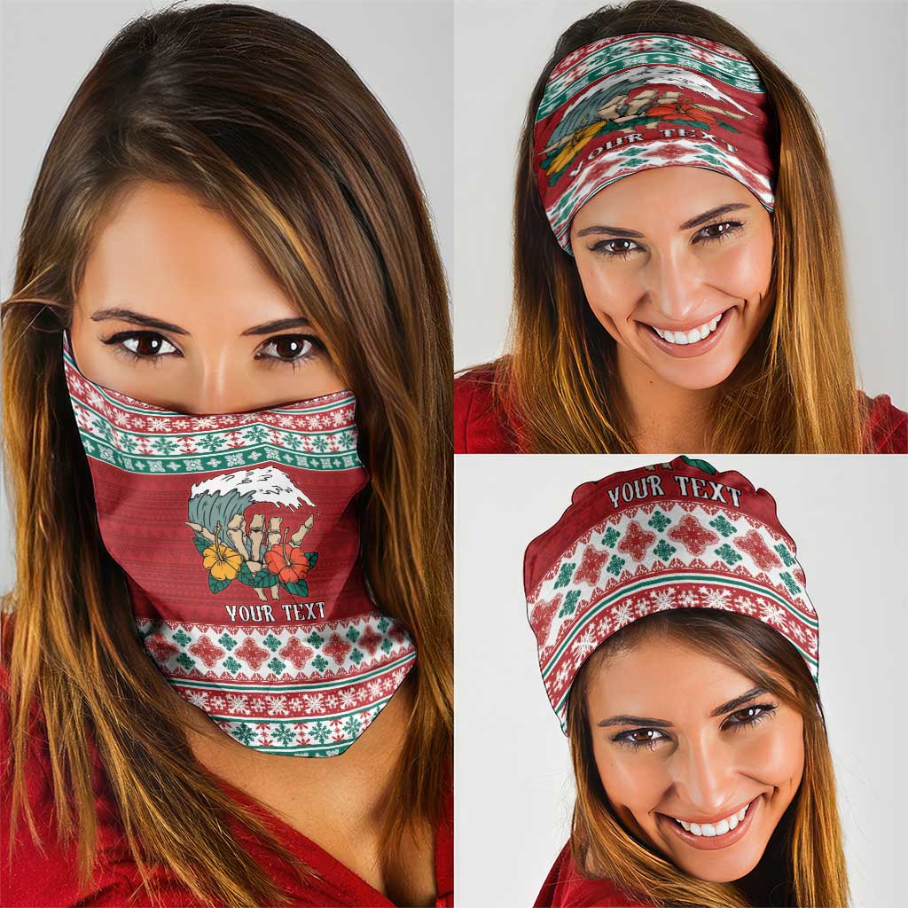 Shaka Sign Skull Mele Kalikimaka Personalized Neck Gaiter Hawaiian Quilt Pattern LT9 - Polynesian Pride