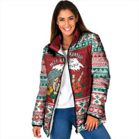 Shaka Sign Skull Mele Kalikimaka Personalized Padded Jacket Hawaiian Quilt Pattern - Polynesian Pride