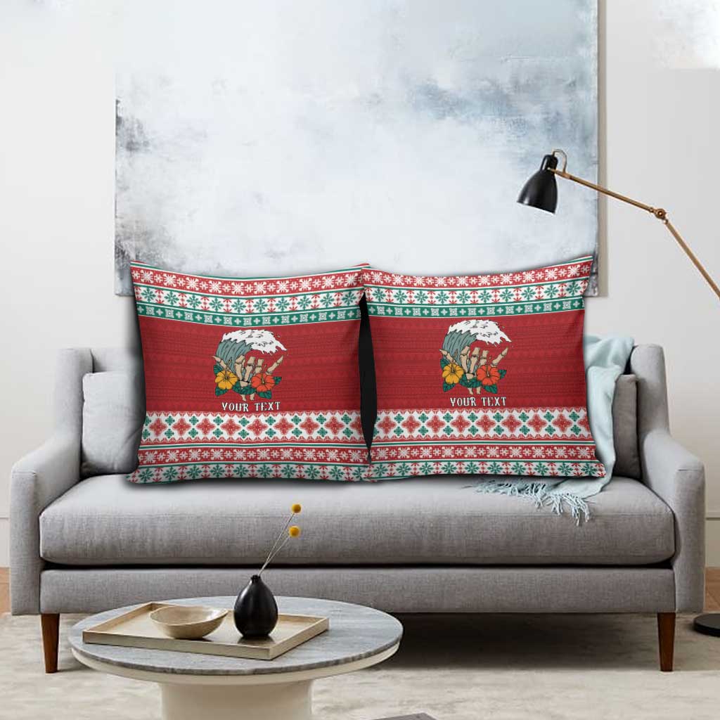 Shaka Sign Skull Mele Kalikimaka Personalized Pillow Cover Hawaiian Quilt Pattern - Polynesian Pride