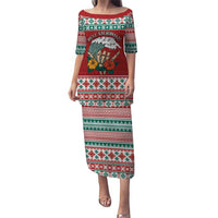Shaka Sign Skull Mele Kalikimaka Personalized Puletasi Hawaiian Quilt Pattern LT9 Long Dress Red - Polynesian Pride