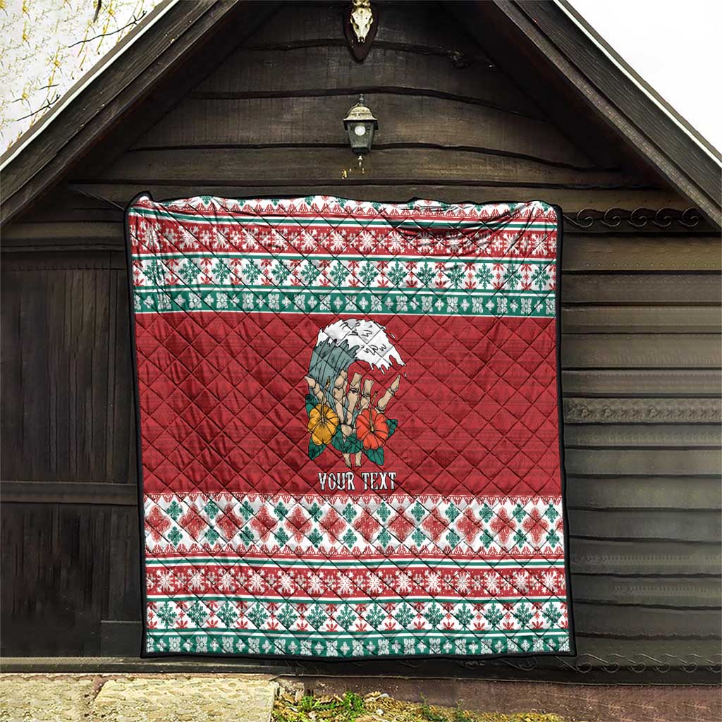 Shaka Sign Skull Mele Kalikimaka Personalized Quilt Hawaiian Quilt Pattern - Polynesian Pride