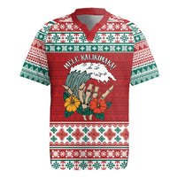 Shaka Sign Skull Mele Kalikimaka Personalized Rugby Jersey Hawaiian Quilt Pattern - Polynesian Pride