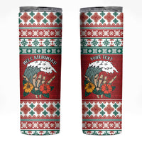 Shaka Sign Skull Mele Kalikimaka Personalized Skinny Tumbler Hawaiian Quilt Pattern - Polynesian Pride