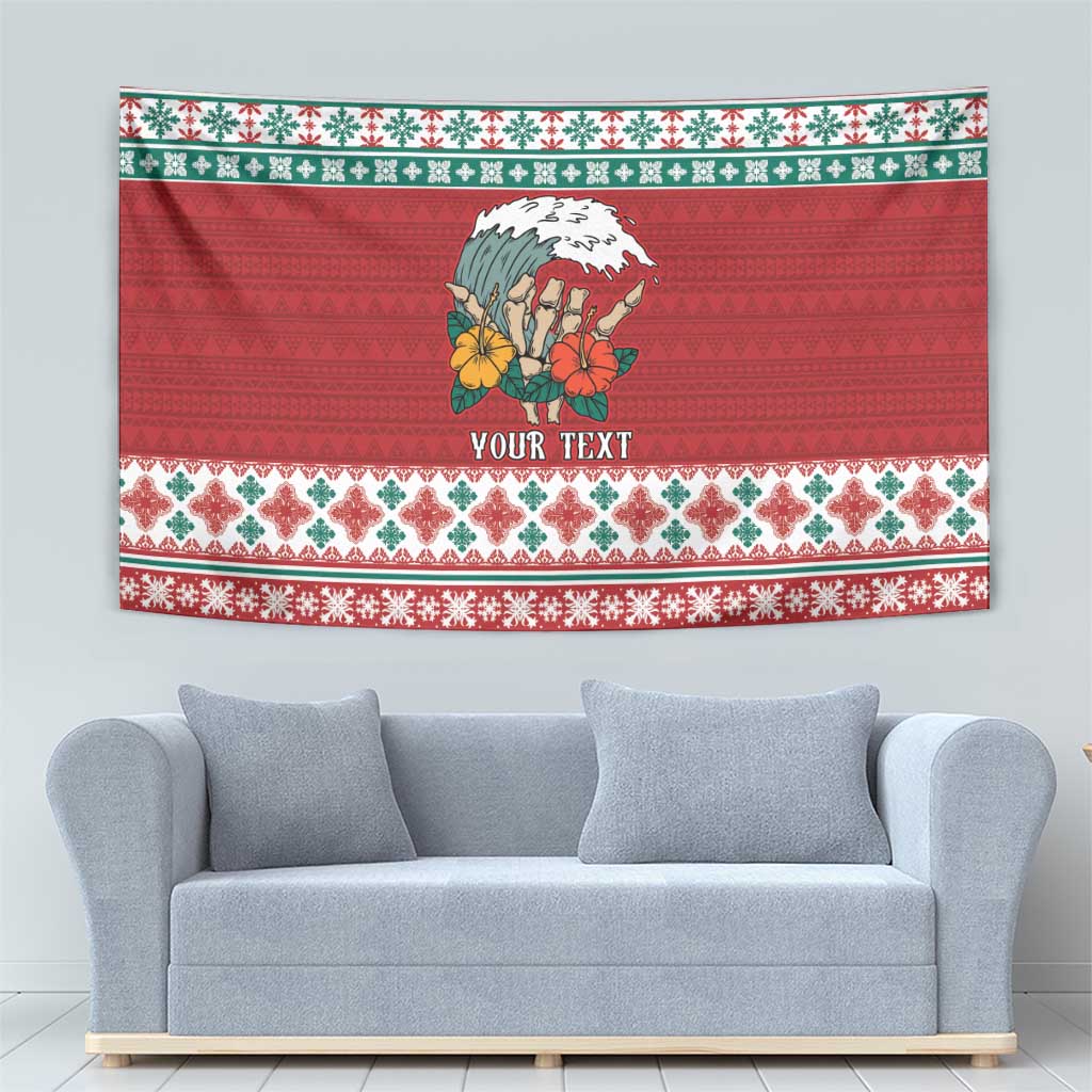 Shaka Sign Skull Mele Kalikimaka Personalized Tapestry Hawaiian Quilt Pattern LT9 - Polynesian Pride