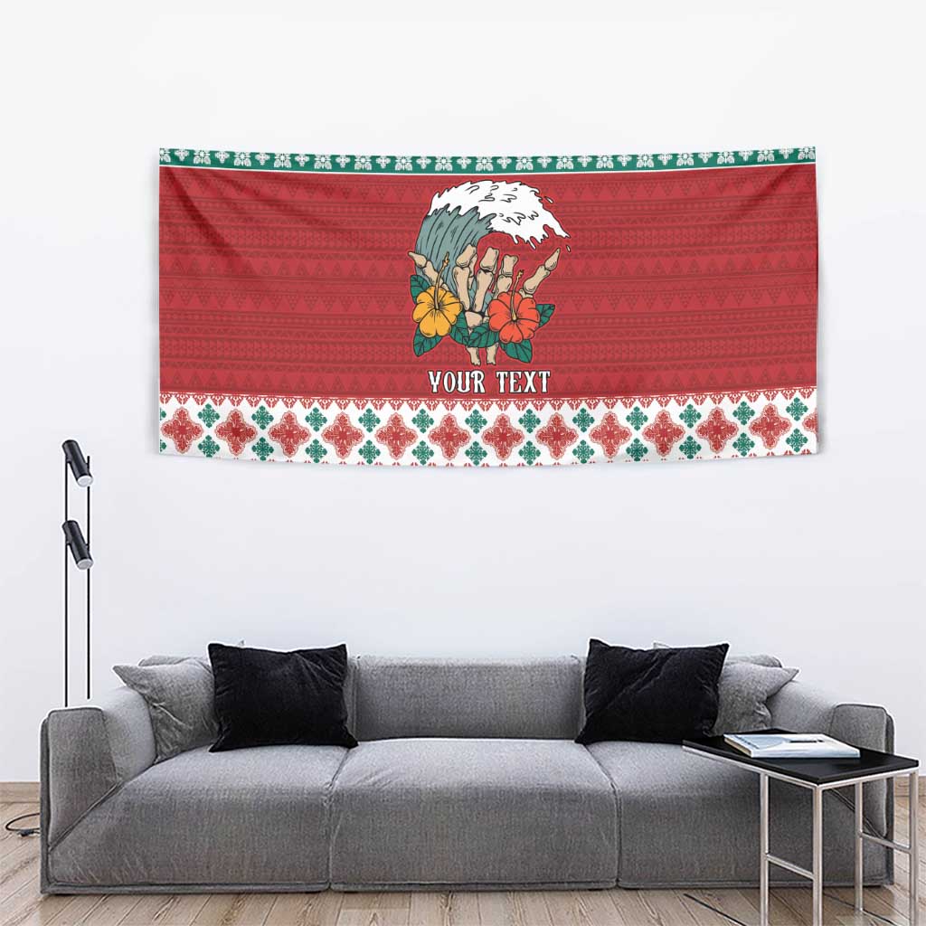 Shaka Sign Skull Mele Kalikimaka Personalized Tapestry Hawaiian Quilt Pattern LT9 - Polynesian Pride
